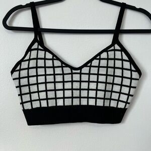OAK + FORT Black and White Grid Bralette